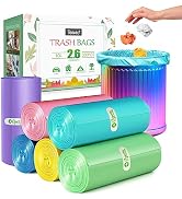 2.6 Gallon/330pcs Strong Trash Bags Colorful Clear Garbage Bags by Teivio, Bathroom Trash Can Bin...
