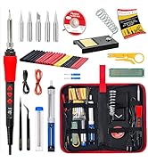 Soldering Iron Kit, 60W LED Display Digital Solder Pen, 5pcs Replaceable Tips, 21-in-1 Fast Heati...