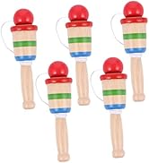 Toyvian 5Pcs Wooden Catch Ball Toy Set for Kids Hand Eye Coordination Cup Ball Game Indoor Outdoo...