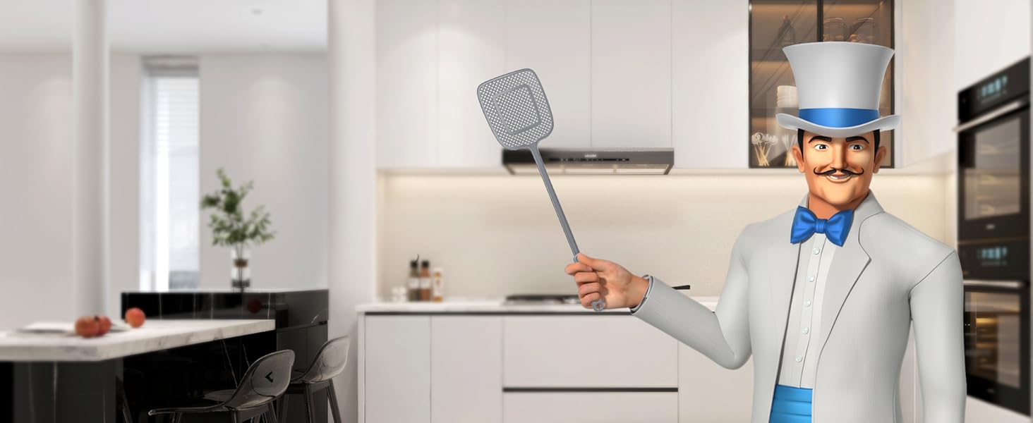 MR.SIGA Heavy Duty Long Handle Fly Swatter, Gray, 6 Pack