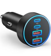 Car Charger USB C, 4-Port 90W Super Fast Charging Car Phone Charger Accessories Dual USB-C & USB-...