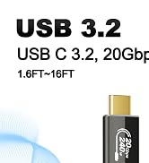 ZIKNYDO USB C Cable 10FT, USBC 3.2 20Gbps Data transfer, 240W Fast Charging Type C to Type C, 4K@...