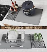Silicone Coffee Mat, Espresso Bar Mat with Dish Drying Mat