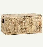 Water Hyacinth Baskets for Organizing, Rectangular Wicker Basket with Lid, Storage Baskets Bins w...