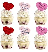 BEISHIDA 12pcs Happy Valentine's Day Cupcake Topper Heart Acrylic Cupcake Decoration Red Pink Hot...