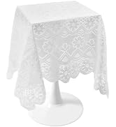 eZAKKA White Lace Tablecloth, 35 X 35 Inches Square Vintage Embroidered Bridal Wedding Tablecloth...
