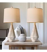 PoKat 23'' Farmhouse Table Lamps Set of 2, Beige Rustic Lamps for Living Bedroom Night Stands, Be...