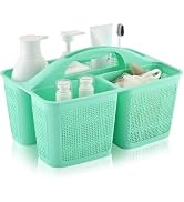 Plastic Cyan Shower Caddy Basket, Divided Cleaning Portable Shower Basket with Handle Compartment...
