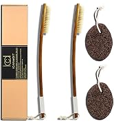 ICANdOIT-17.71Inch Natural Boar Bristles Anti-Slip Long Handle Bath Brush,Bent Handle Shower Scru...