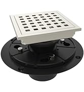 WEBANG 4 Inch Square Shower Floor Drain with Flange,Quadrato Pattern Grate Removable,Food-Grade S...