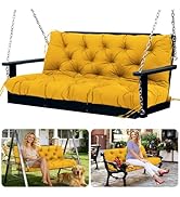 Porch Swing Cushions Outdoor 60 inch with Backrest Yellow Thick 5" Waterproof 3 Seater Replacemen...