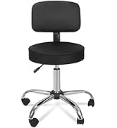 HomGarden Adjustable Hydraulic Rolling Swivel Stool with Backrest for Massage Salon Office Facial...