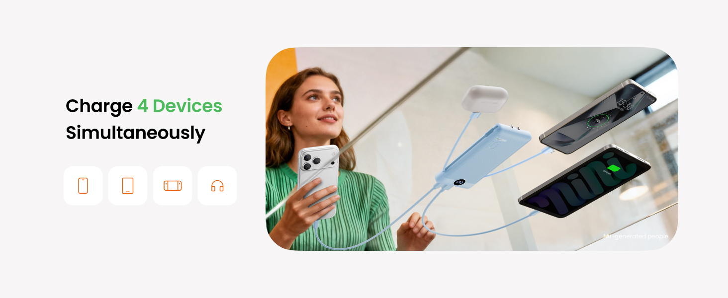 Charge Four Devices Simultaneously-Blue