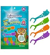 180 Piece Kids’ Mixed Berry Flavored Dental Flossers with Plant-Based Handles, Colorful Animals a...