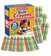 Bulk Crayons 100 Pack (25 Sets of 4) - Individually Wrapped Crayons Party Favors for Kids, Restau...
