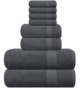 GLAMBURG Ultra Soft 8-Piece Towel Set - 100% Pure Ringspun Cotton, Contains 2 Oversized Bath Towe...