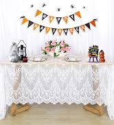 Vintage-Lace-Tablecloth 60x120-Inch Small Lace Rectangle Tablecloth Lace Boho Print Tablecloth La...