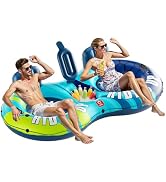 QPAU Inflatable Double River Tube, 2 Person 660lb Capacity, Puncture-Resistant 93" Sturdy Heavy D...