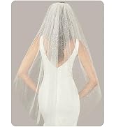 YAEISM Bride Wedding Veil White Glitter Cathedral Veil Sparkly Bachelorette Veil Fingertip Bridal...