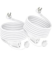6FT Garden Outdoor Power Extension Cord - Weatherproof White Low Profile Flat Plug 3 Prong 16 Gau...