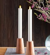 Luminara Set of 2 Moving Flame LED Taper (1x9.75), Flameless Candle, Melted Edge, Smooth Wax, Uns...