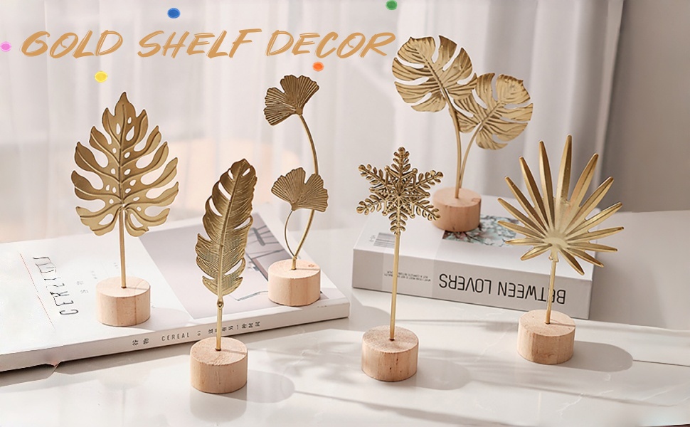 gold shelf decor