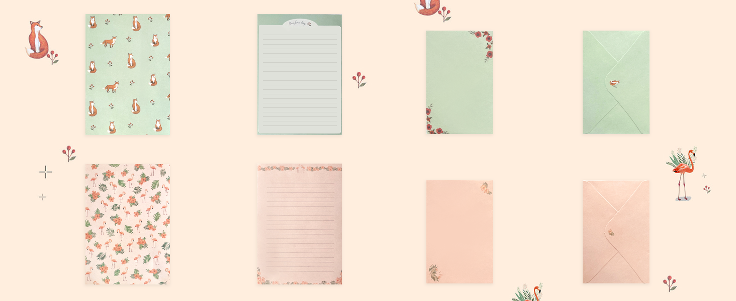 lined stationery letter and envelopes