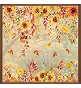 FYSUIMU 9 Sheets Fall Thanksgiving Floral Leaves Window Cling Stickers Hanging Sunflower Leaves W...