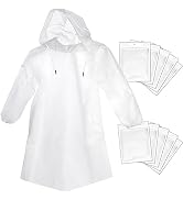 Cosowe Rain Ponchos Disposable for Adults Kids, Clear Emergency Raincoats with Hood Drawstring Sl...