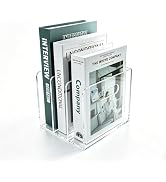 QTRQTR Desk File Organizer Magazine Holder 3 Vertical Acrylic Book Stand | Office Organization fo...