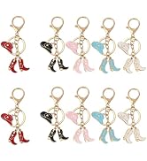 Frinnovan, 10 Pack Cute Cowboy Key Chain Western Hat and Boots Key Ring for Car Keys Purse Backpa...