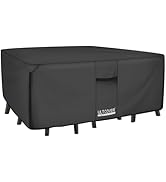 ULTCOVER 600D Tough Canvas Heavy Duty Rectangular Patio Table and Chair Cover - Waterproof Outdoo...