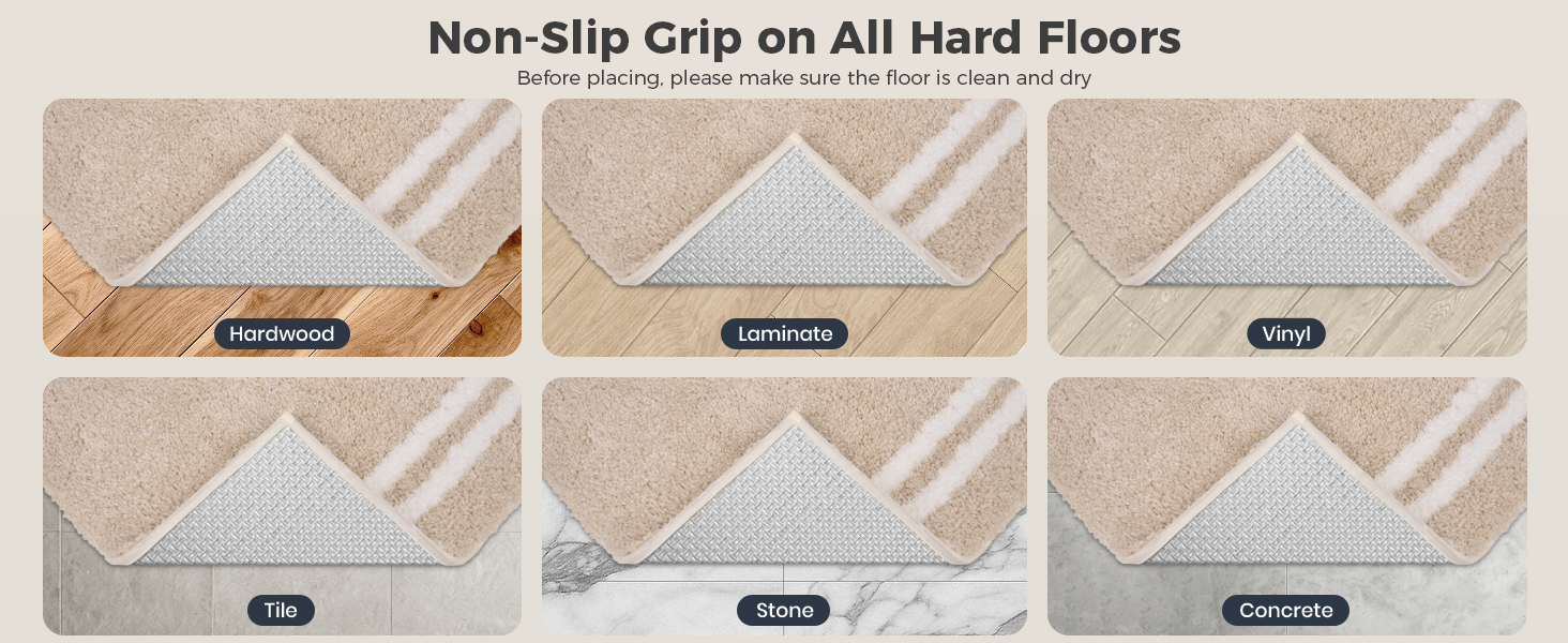 Non-Slip Grip on All Hard Floors