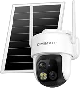 ZUMIMALL Dual Lens Solar Camera Outdoor Wireless, 18X Zoom 24/7 Recording | 5MP+3MP Resolution, 1...