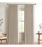 100% Blackout Shield Linen Look Textured Pinch Pleated Curtains Blackout Drapes 84 Inch Long 2 Pa...