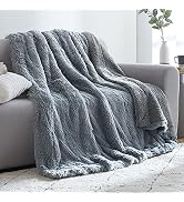 EHEYCIGA Faux Fur Sherpa Blanket Twin, Grey Fuzzy Fluffy Super Soft Furry Plush Warm Cozy Thick S...