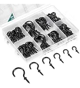 EIENHOSHI 105 Pcs Screw Hooks, 6 Sizes Black Cup Hooks, Screw Hooks for Hanging, Metal Cup Hooks ...