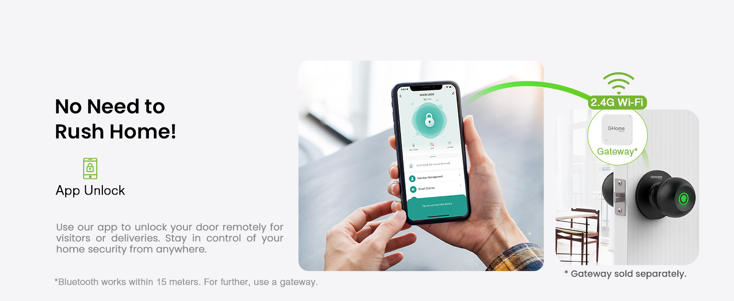ghome smart door knob for family secure lock fingerprint