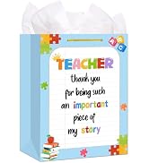 WALENGIF Teacher Gift Bag - 13" Large Teacher Appreciation Gifts Bag with Tissue Paper and Handle...
