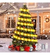Dailyart Christmas Tree Ribbon String Lights 45Ft 100 LED 8 Modes Fairy Lights Battery Operated &...