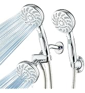 AquaDance High Pressure Dual Shower Head Combo - Fixed Rain Showerhead with Handheld, Handle Paus...