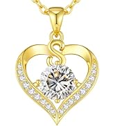 CDE 18K Gold Plated Initial Love Heart 2 Carat Moissanite Necklaces for Women 925 Sterling Silver...
