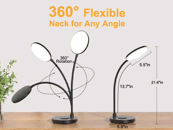 Desk Lamp with 360° Flexible Neck