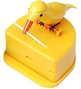Sluswallow Yellow Woodpecker Toothpick Dispenser, Cute Little Bird Push-Type Automatic Holder Bir...