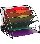 SUPEASY Fan Shaped Desk File Organizer, 6 Compartments for Filing Paper Bills, Letters, Desk Acce...