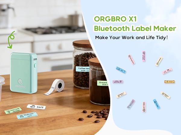 ORGBRO Label Maker Machine with Tape, X1