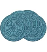 SHACOS 15 inch Round Placemats Set of 4 Variegated Multicolor Place Mats Cotton Polyester Braided...
