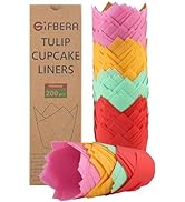 Gifbera 200pcs Colorful Tulip Cupcake Liners Paper Muffin Baking Cups, Unbleached Parchment Paper...
