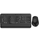 Ergonomic Wireless Keyboard and Mouse, Silent Wave Keys with Soft Palm Rest | 2.4G Plug and Play,...