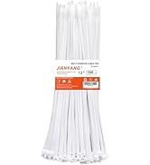 12 Inch White Zip Ties Double Sided Toothed,120 LBS Tensile Strength Heavy Duty Cable Wire Ties W...